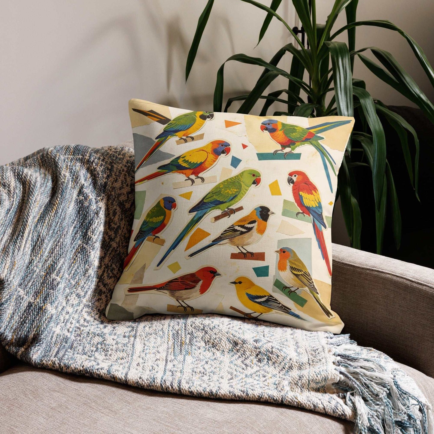 V.I.M Avian All Over Print premium pillow with linen-feel cover and dark fantasy bird design