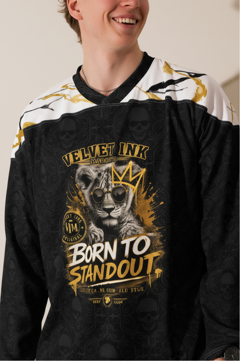 Tribal Skull Hockey Jersey - Unleash Your Inner Warrior on the Ice - Velvet Ink Market (V.I.M)