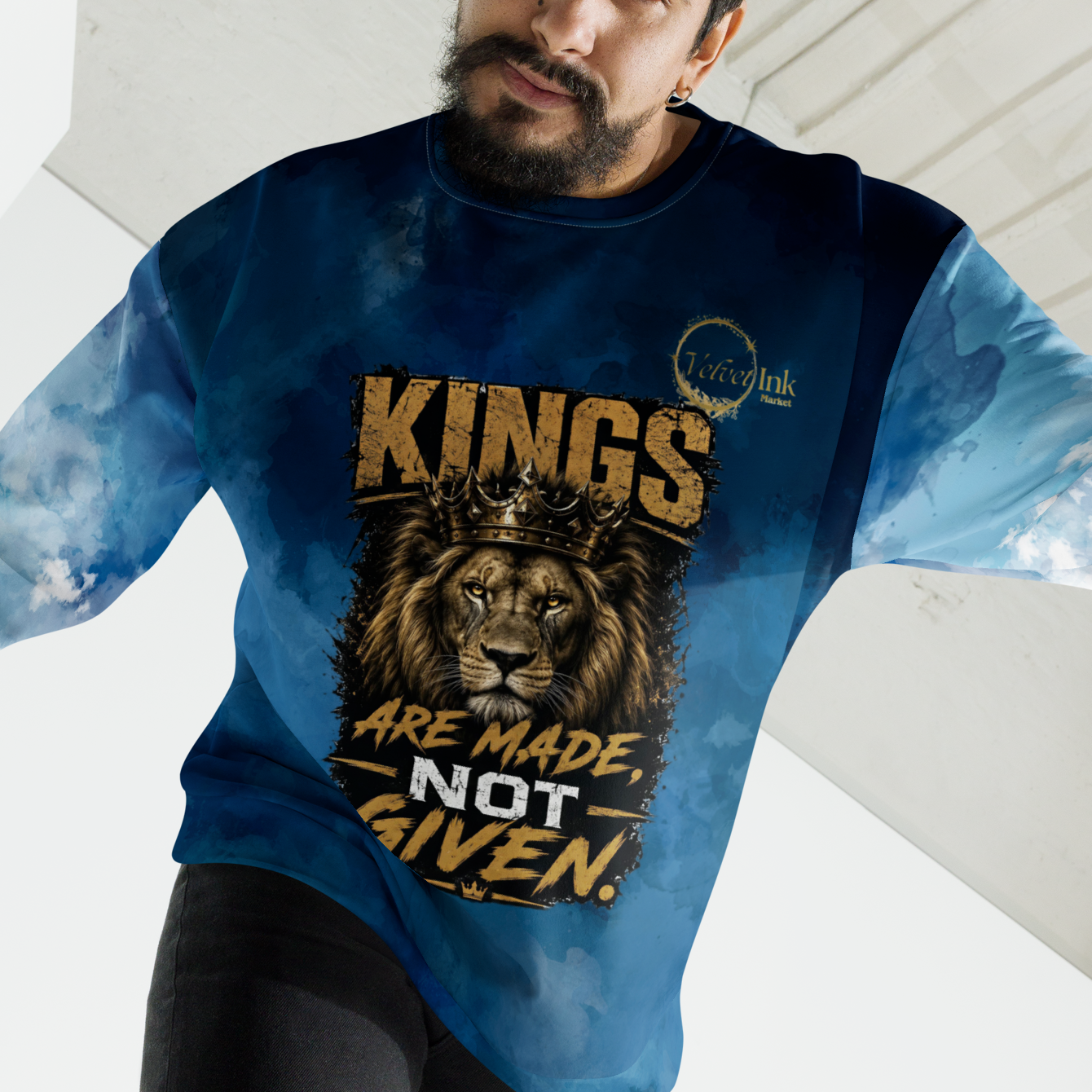 Transform Your Style with the Azure Blue Fleece Crewneck - Velvet Ink Market (V.I.M)