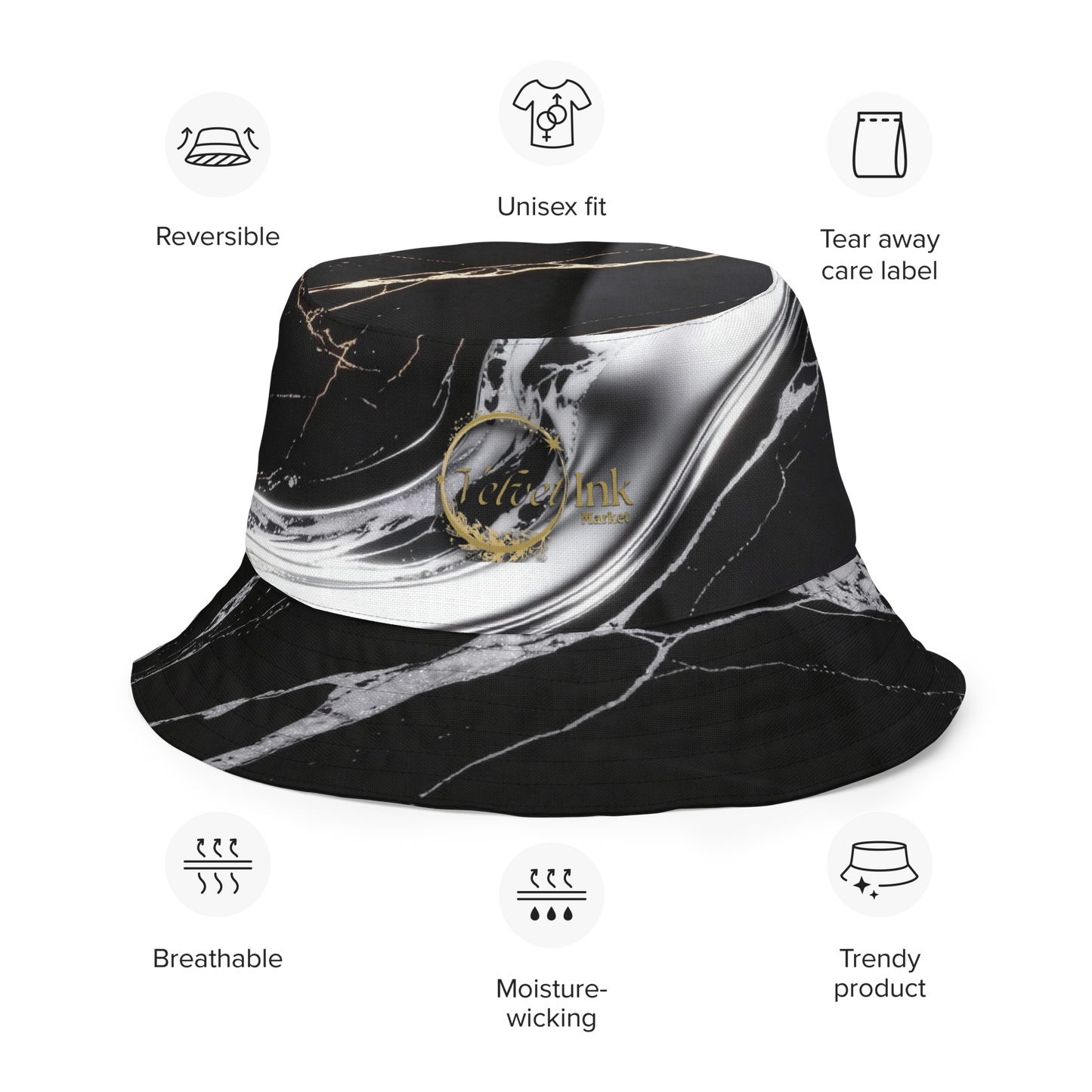 V.I.M Sigil Family Pride Shadow & Gold Reversible Bucket Hat - Velvet Ink Market (V.I.M)