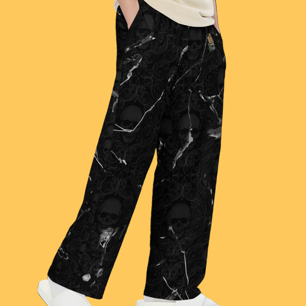 V.I.M Tribal Skull Marble Effect Wide-Leg Pants - Velvet Ink Market (V.I.M)
