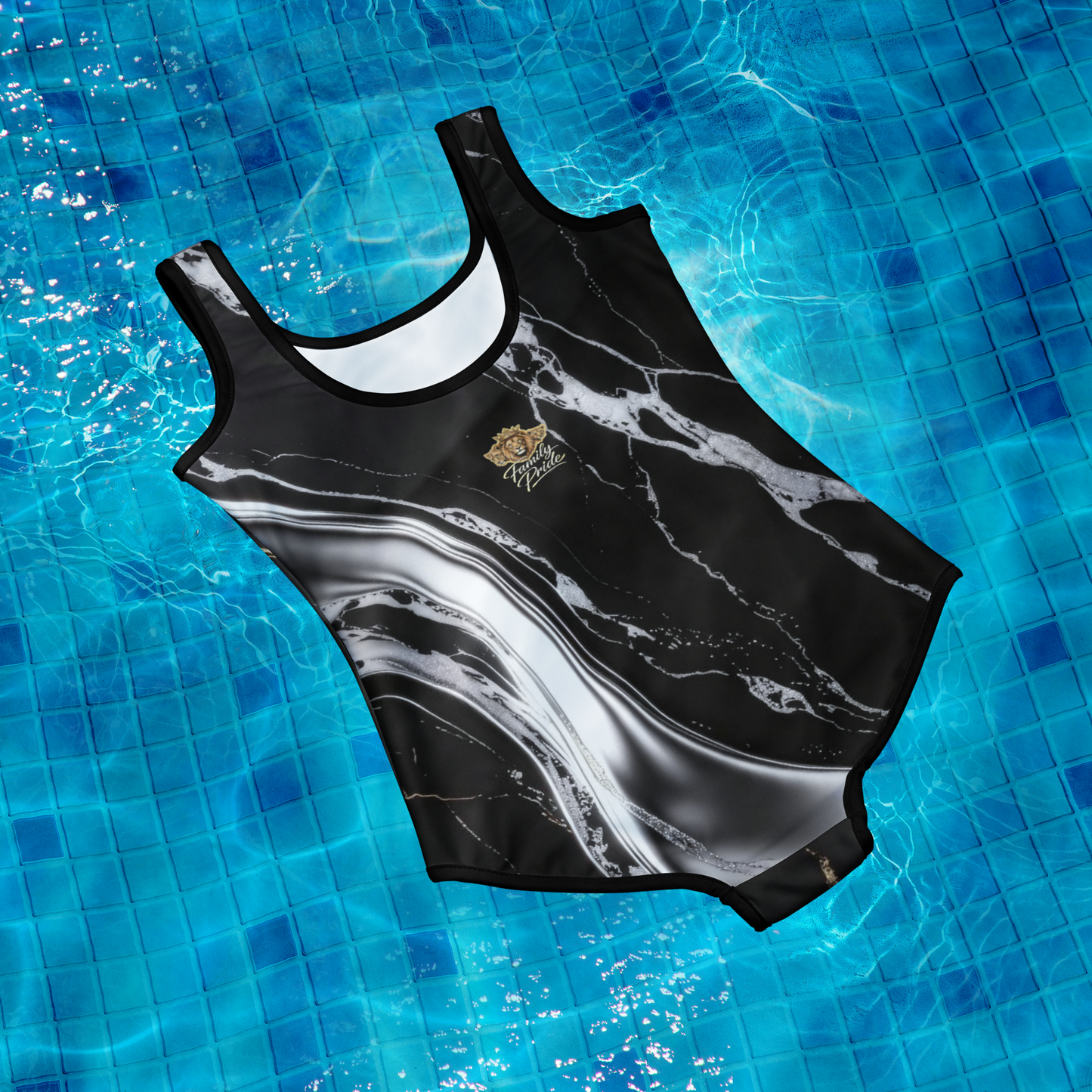 Youth Marble Swimsuit - V.I.M Gold & Silver Design for Active Kids - Velvet Ink Market (V.I.M)