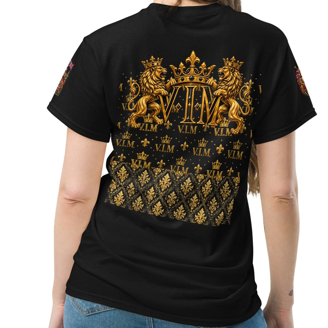 Velvet Ink Market Not Arguing Lion T-Shirt in black, back view.