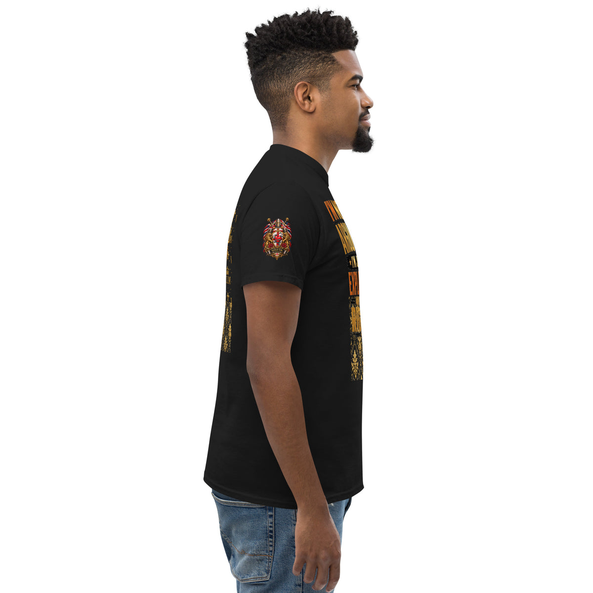 Velvet Ink Market Not Arguing Lion T-Shirt in black, right view.