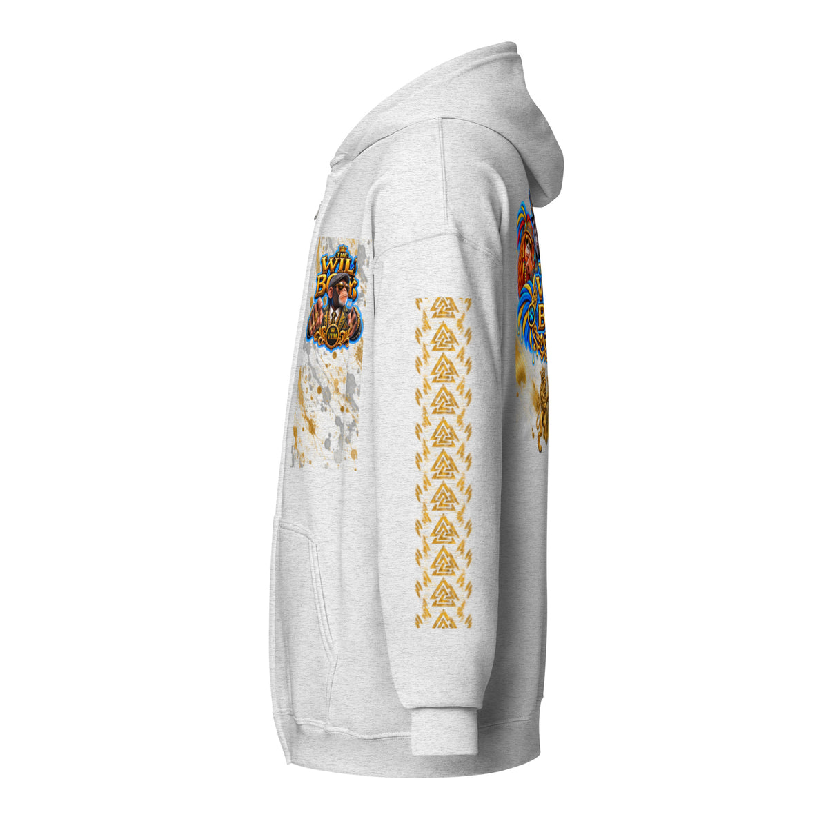 V.I.M Wild Boys Primate zip hoodie in Ash, left side view