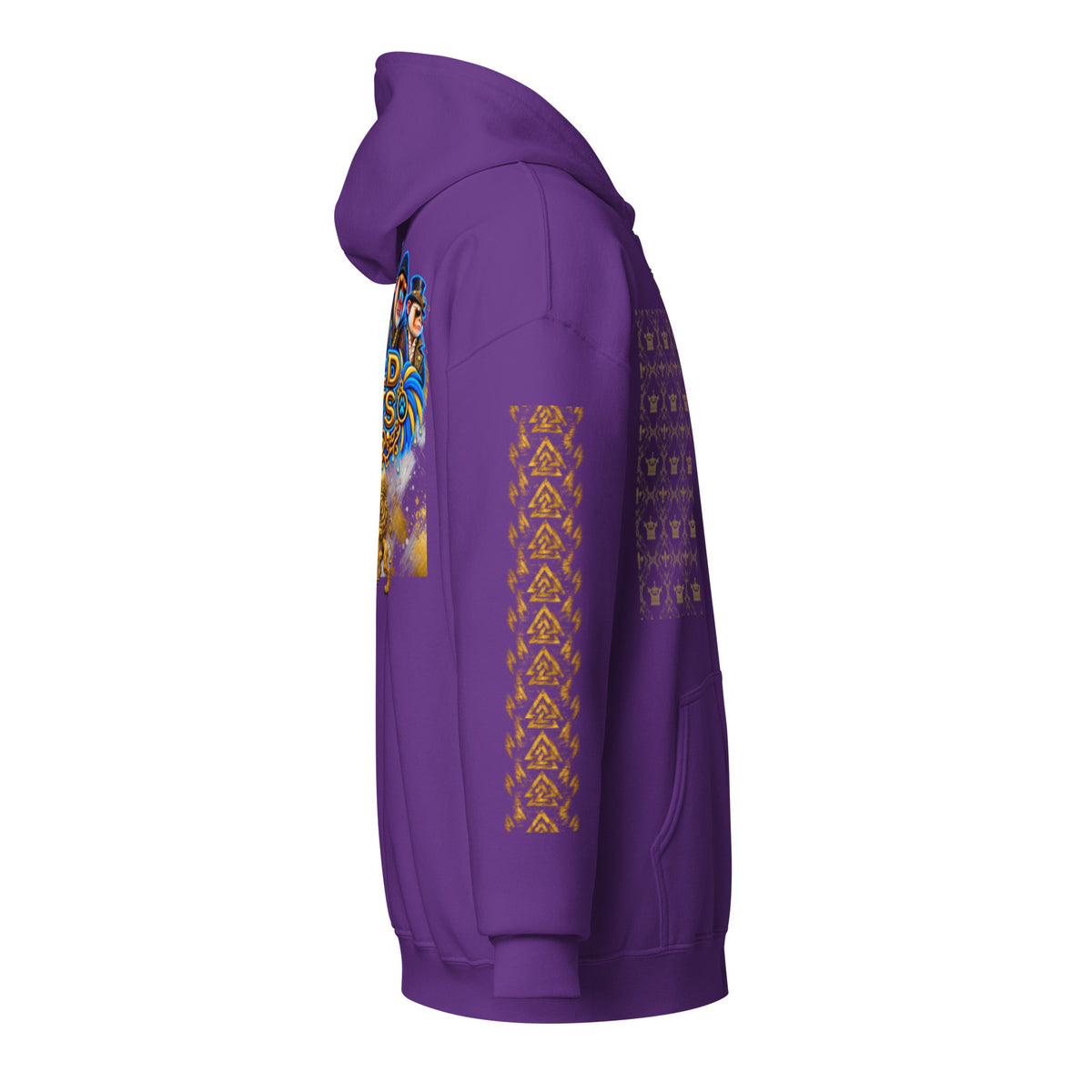 V.I.M Wild Boys Primate zip hoodie in Purple, right side view