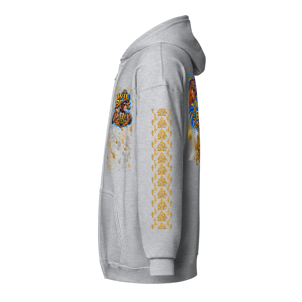 V.I.M Wild Boys Primate zip hoodie in Sport Grey, left side view