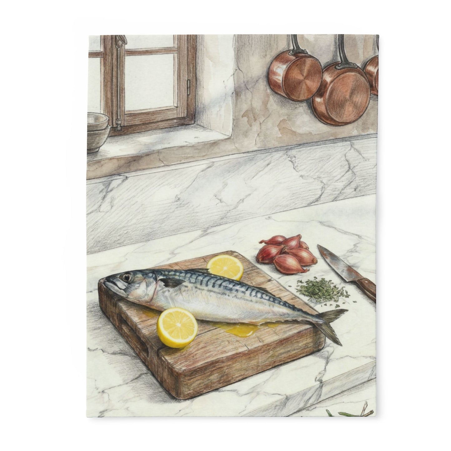 V.I.M Abstract Cooking Scene Art Fleece Blanket - Velvet Ink Market (V.I.M)