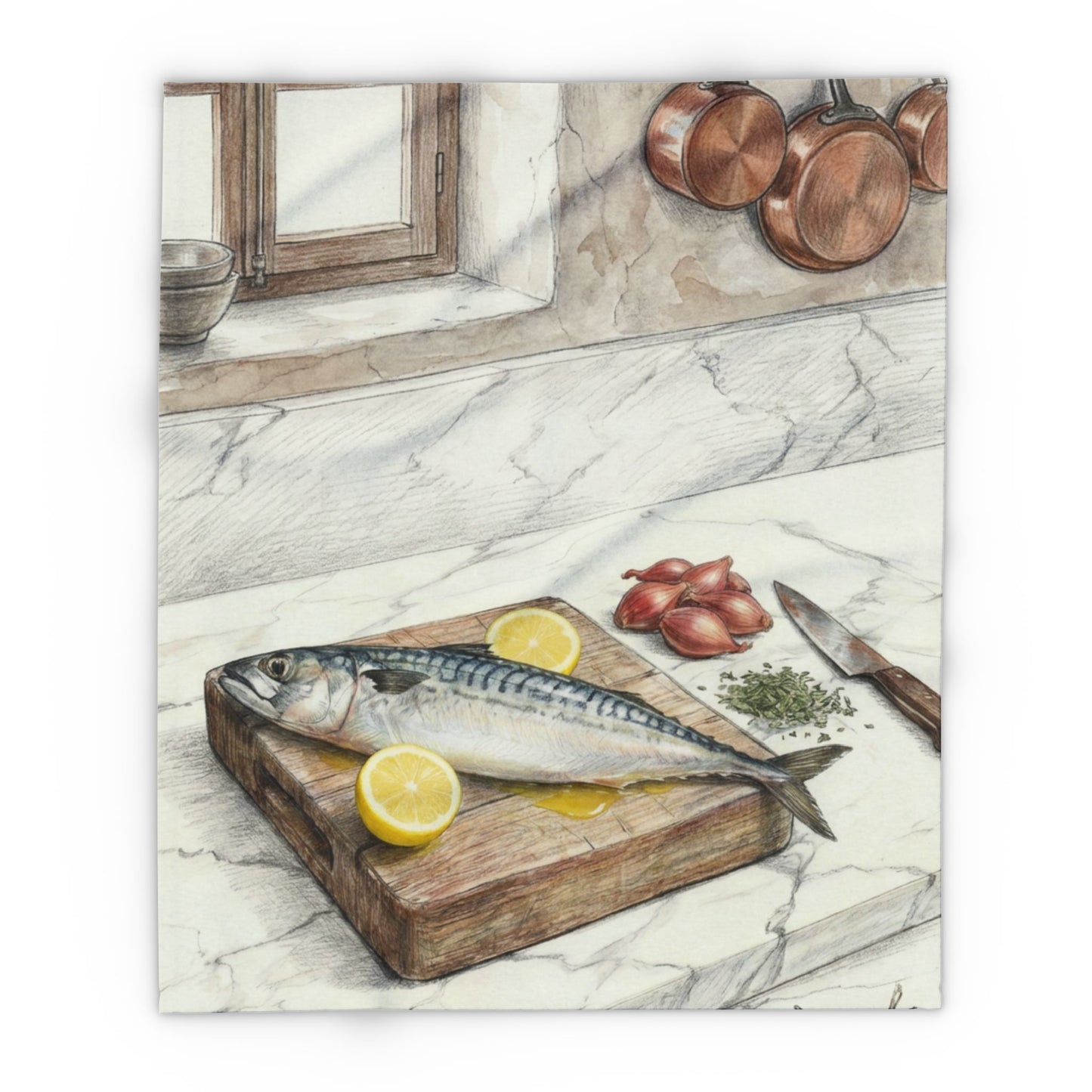 V.I.M Abstract Cooking Scene Art Fleece Blanket - Velvet Ink Market (V.I.M)