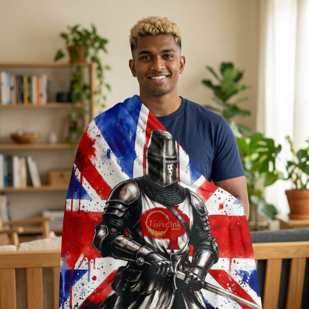 Templar Knight Union Jack Blanket - Velvet Ink Market (V.I.M)
