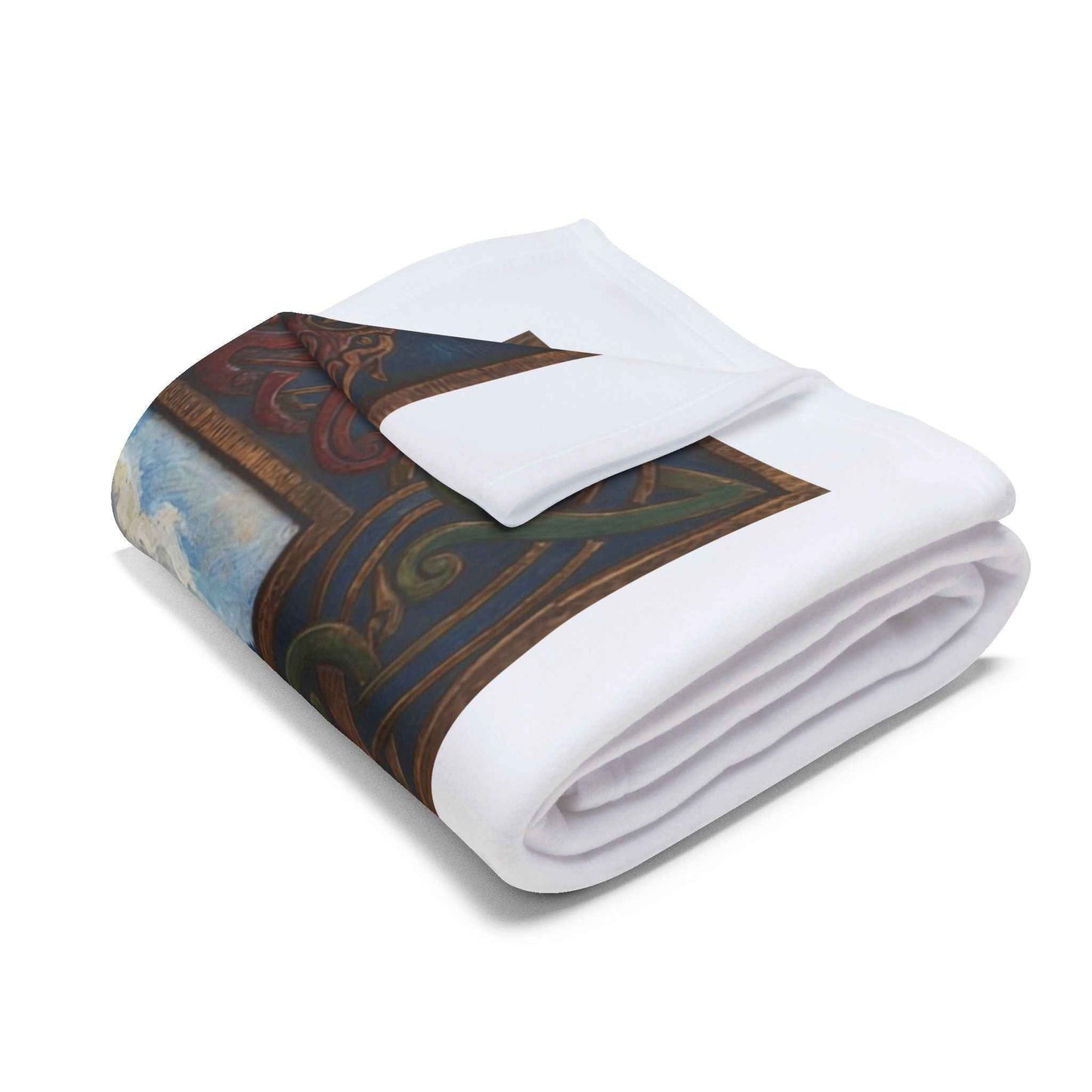 Viking Longship Village Scene Fleece Blanket - Velvet Ink Market (V.I.M)