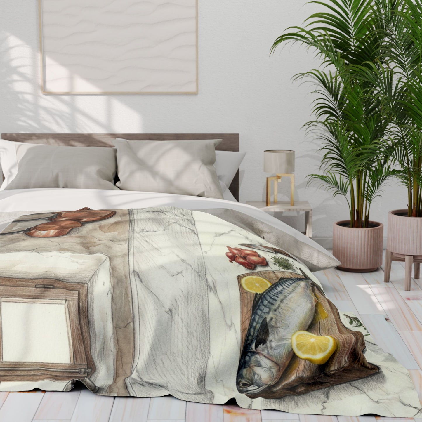 V.I.M Abstract Cooking Scene Art Fleece Blanket - Velvet Ink Market (V.I.M)