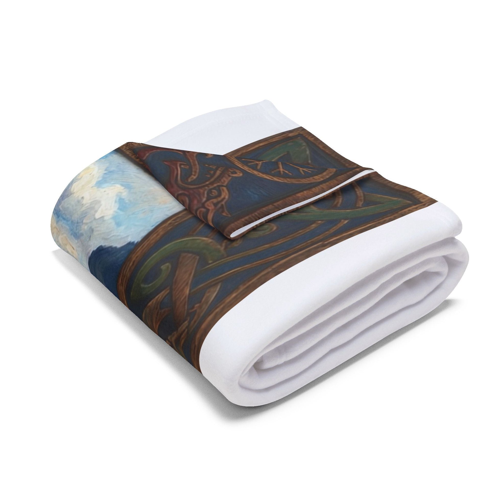 Viking Longship Village Scene Fleece Blanket - Velvet Ink Market (V.I.M)
