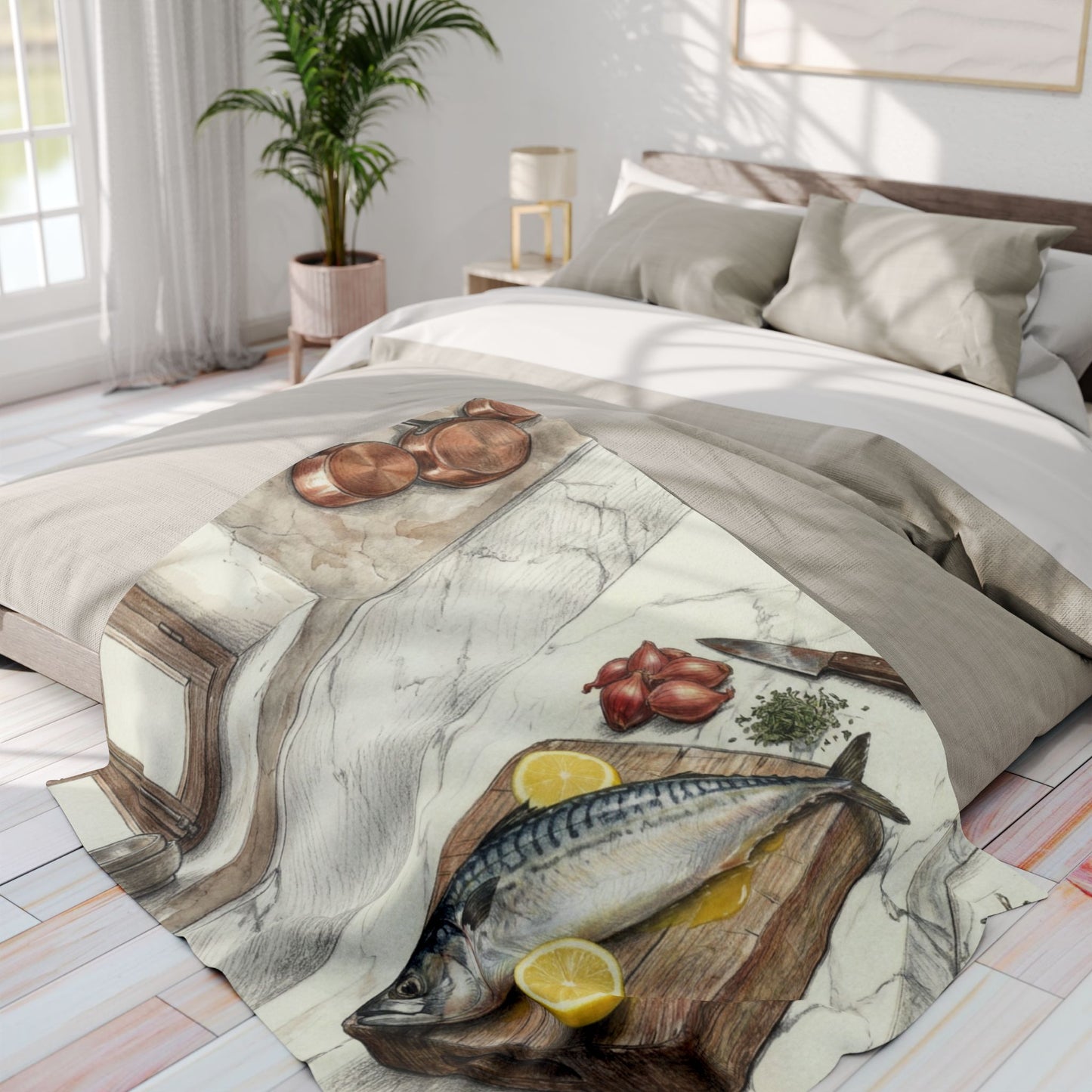 V.I.M Abstract Cooking Scene Art Fleece Blanket - Velvet Ink Market (V.I.M)