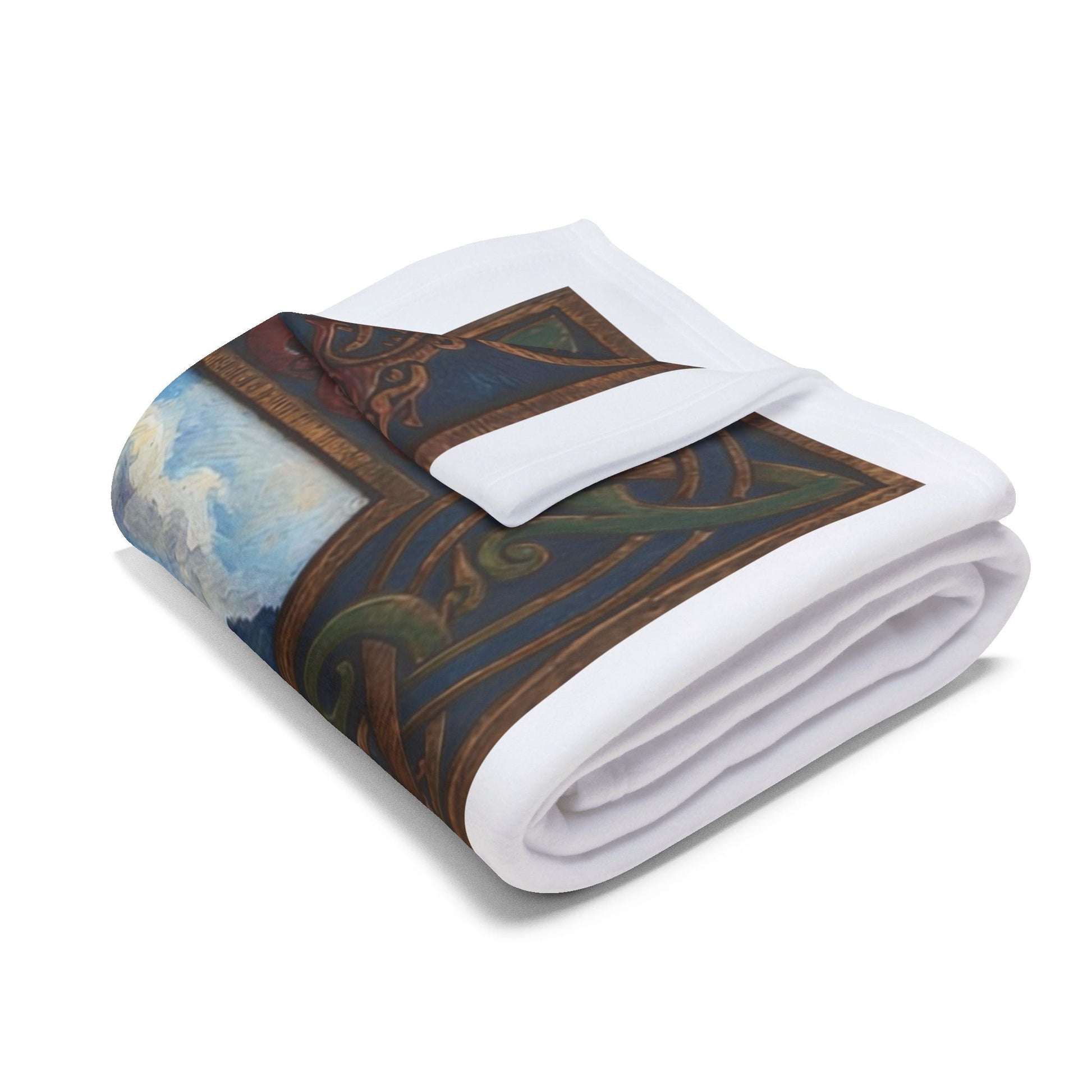 Viking Longship Village Scene Fleece Blanket - Velvet Ink Market (V.I.M)