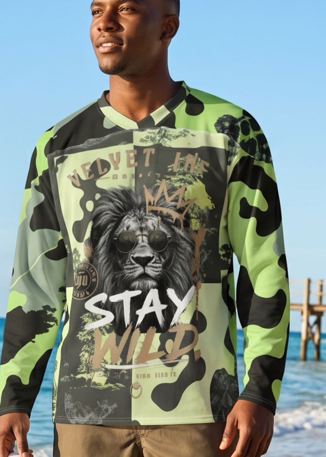 V.I.M Bold Camo All Over Print Recycled Hockey Fan Jersey - Velvet Ink Market (V.I.M)