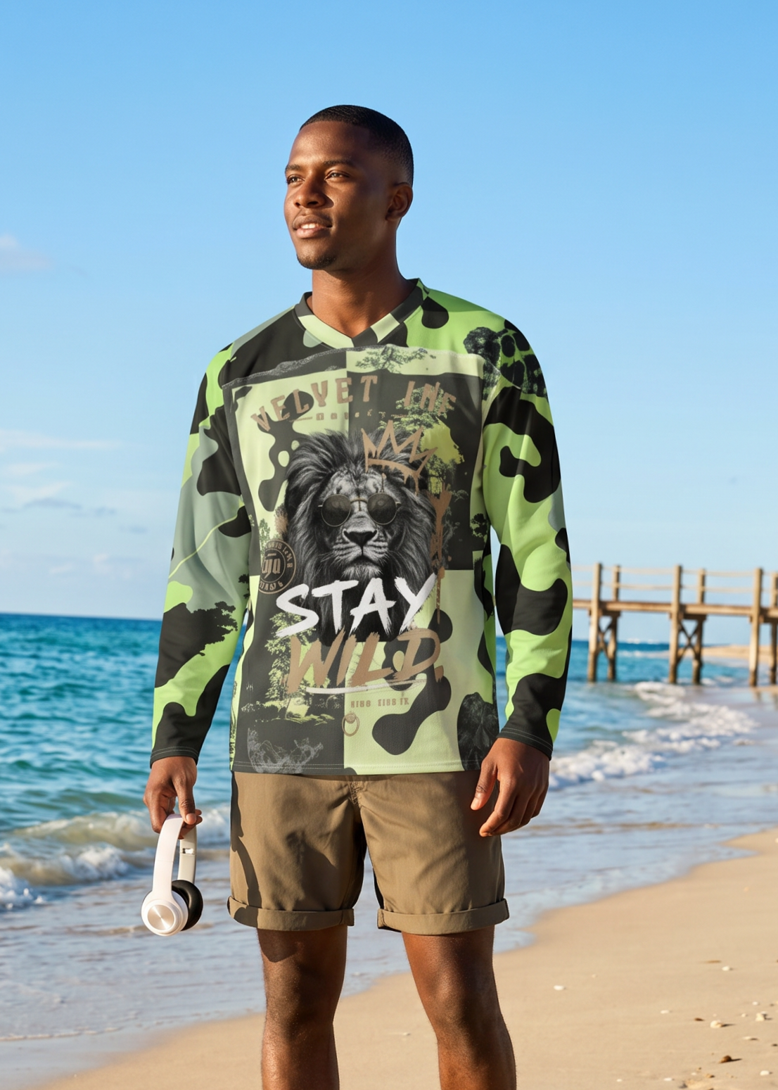 V.I.M Bold Camo All Over Print Recycled Hockey Fan Jersey - Velvet Ink Market (V.I.M)
