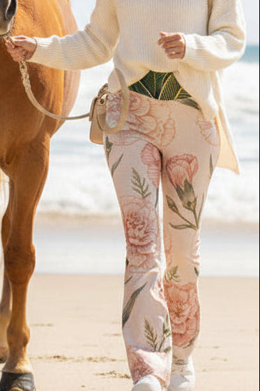 V.I.M Bold Floral All-Over Print Flare Leggings - Velvet Ink Market (V.I.M)