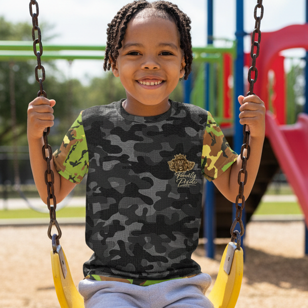 V.I.M Camo Print Streetwear Kids Crew Neck Tee - Velvet Ink Market (V.I.M)