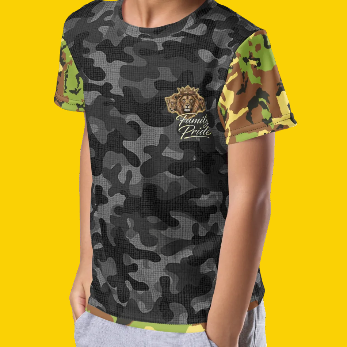 V.I.M Camo Print Streetwear Kids Crew Neck Tee - Velvet Ink Market (V.I.M)
