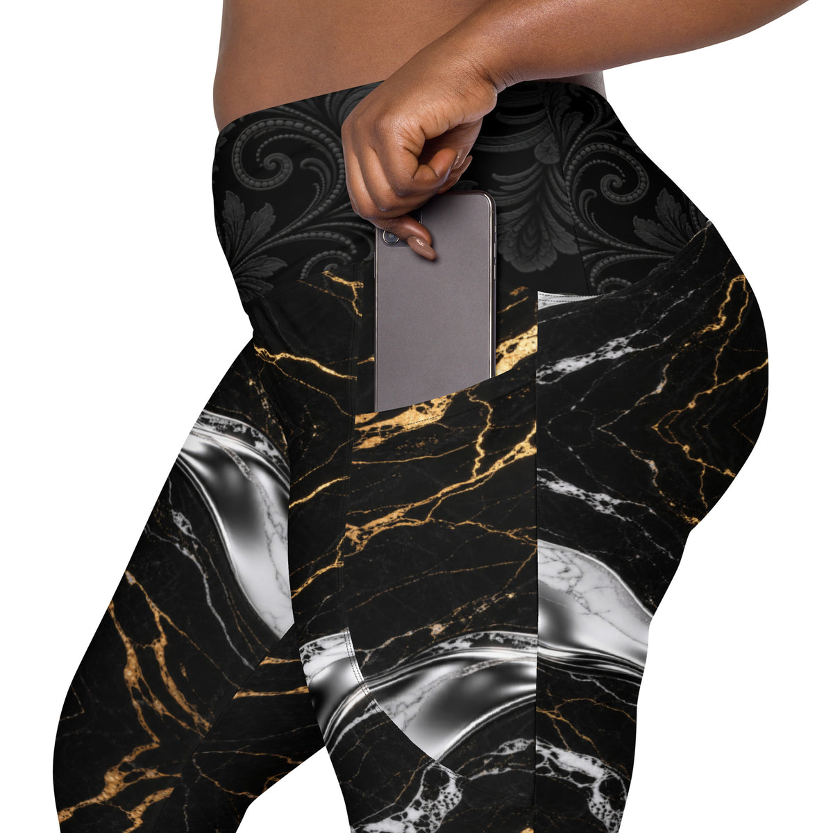 V.I.M Obsidian Marble Gold Pocket Leggings – additional product detail image