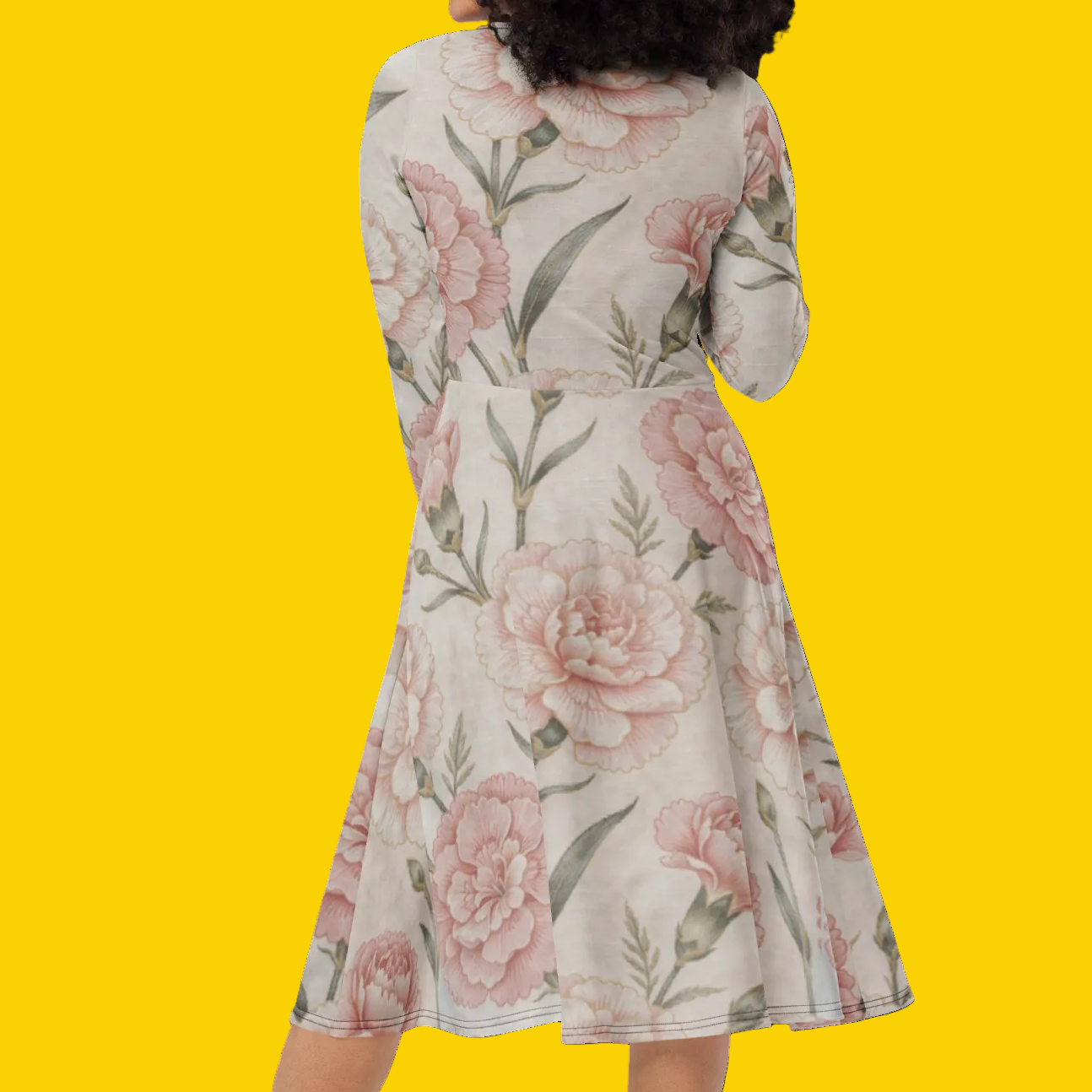 V.I.M Floral All-Over Print Long Sleeve Midi Dress - Velvet Ink Market (V.I.M)
