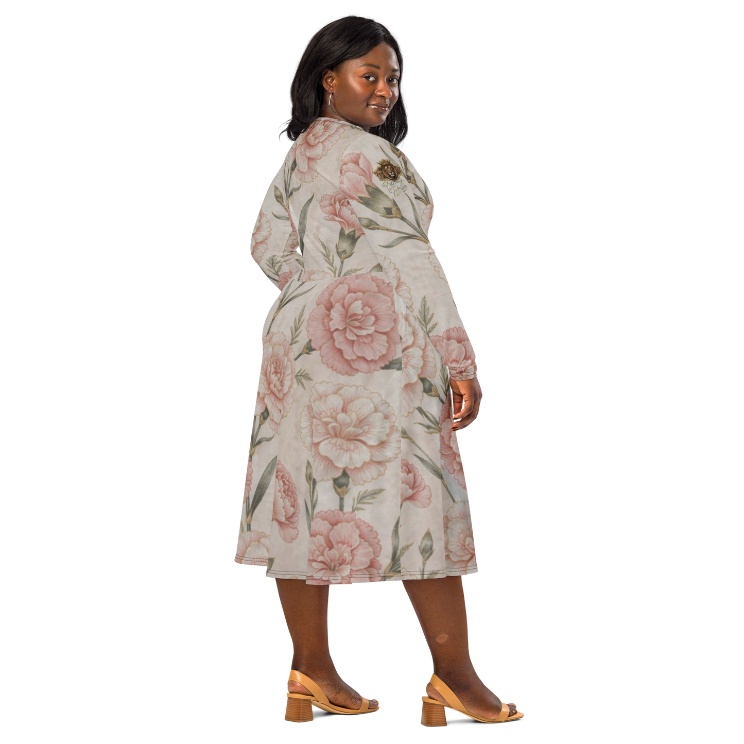 V.I.M Floral All-Over Print Long Sleeve Midi Dress - Velvet Ink Market (V.I.M)