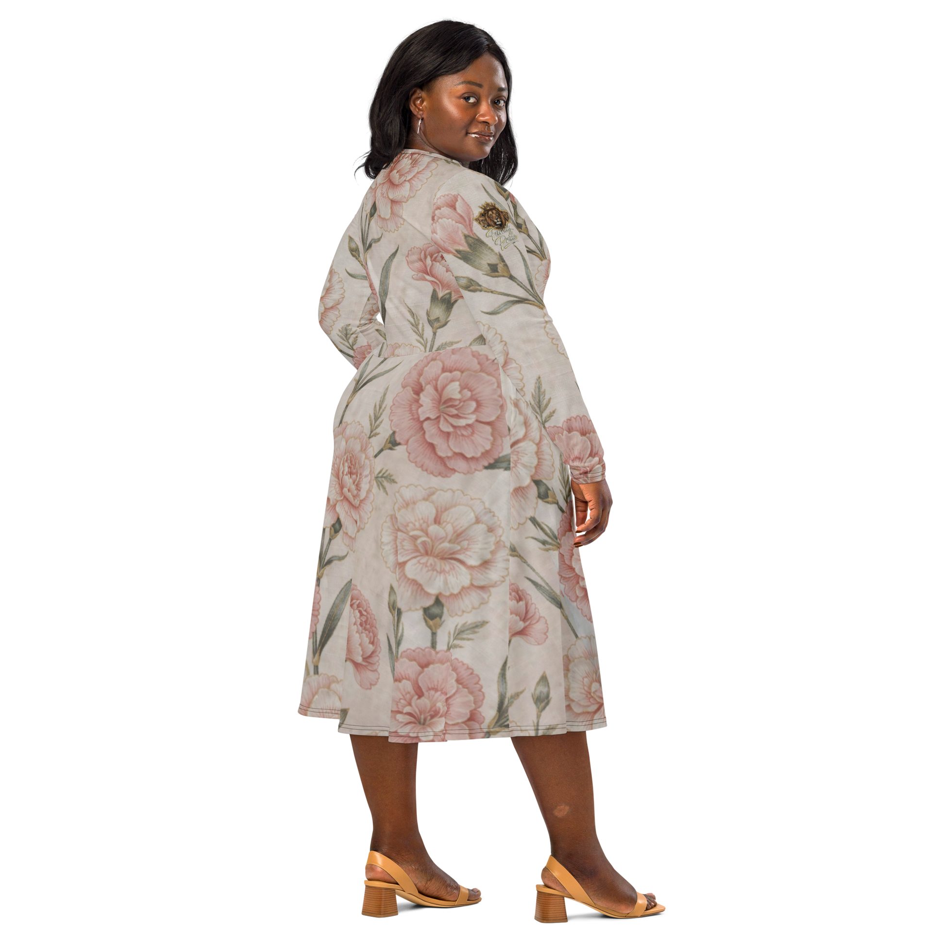 V.I.M Floral All-Over Print Long Sleeve Midi Dress - Velvet Ink Market (V.I.M)