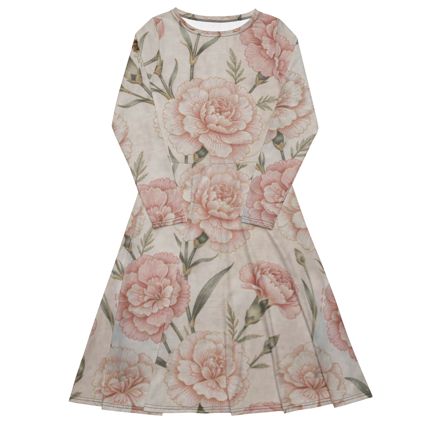 V.I.M Floral All-Over Print Long Sleeve Midi Dress - Velvet Ink Market (V.I.M)