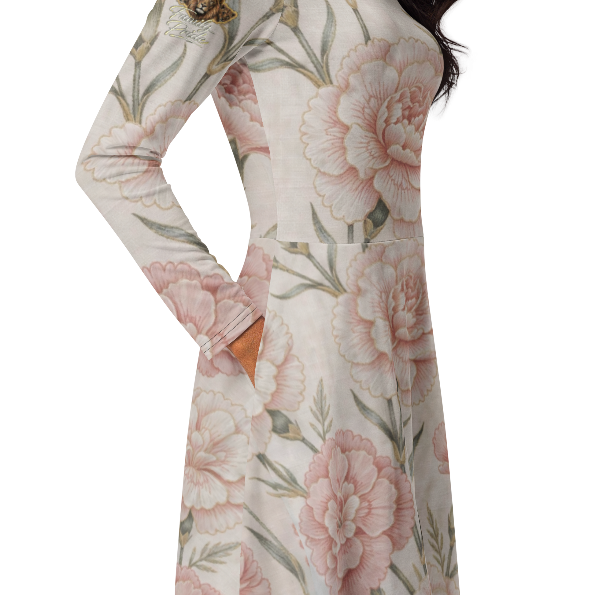 V.I.M Floral All-Over Print Long Sleeve Midi Dress - Velvet Ink Market (V.I.M)