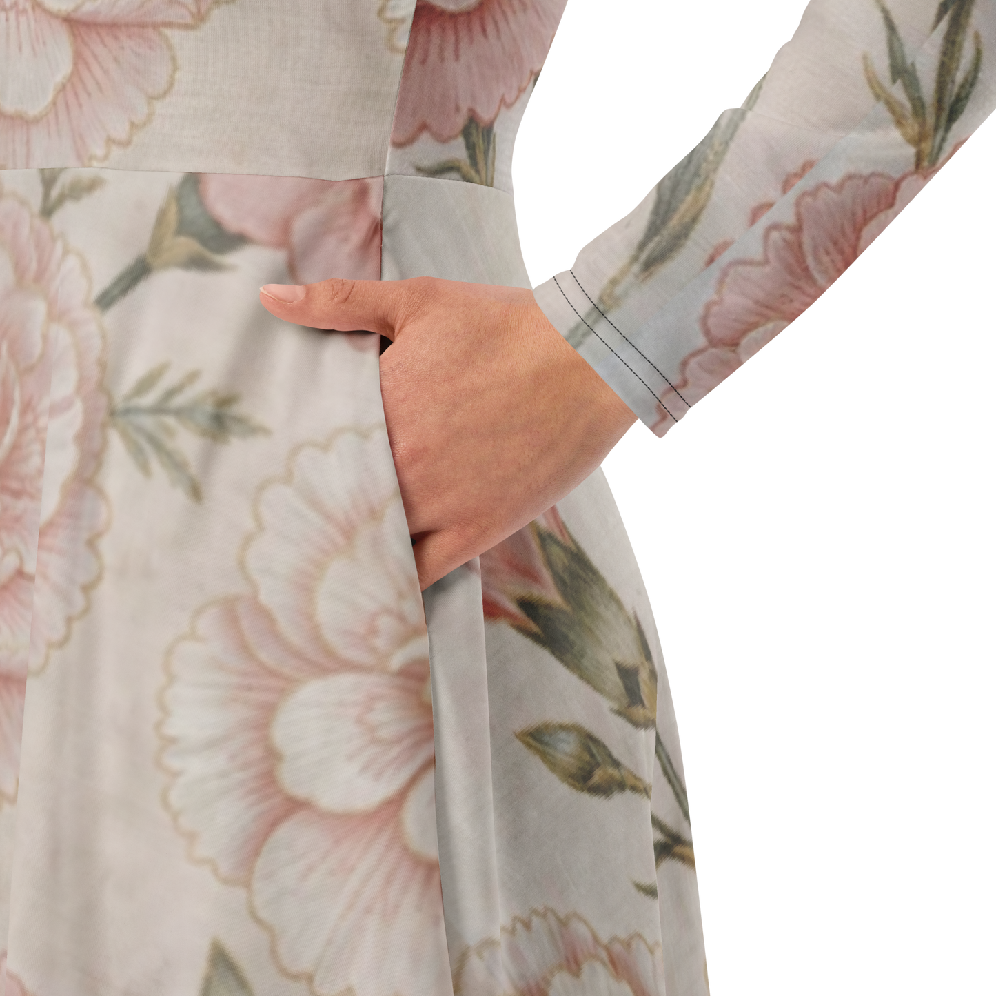V.I.M Floral All-Over Print Long Sleeve Midi Dress - Velvet Ink Market (V.I.M)