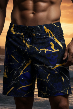 V.I.M Gold Marble Skull Tide Men's Board Shorts - Velvet Ink Market (V.I.M)