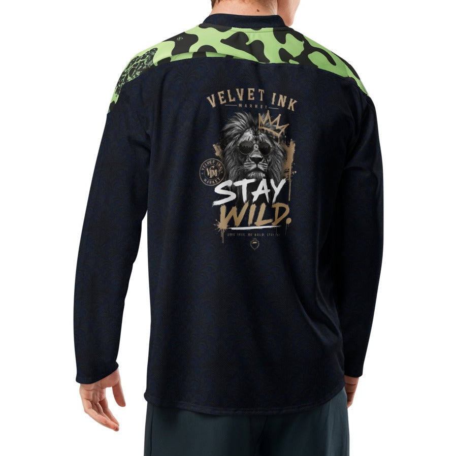Black & Green Camo Hockey Fan Jersey