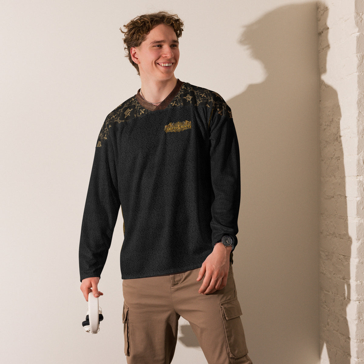 V.I.M British Roots black-and-gold hockey jersey alternate front with chest logo