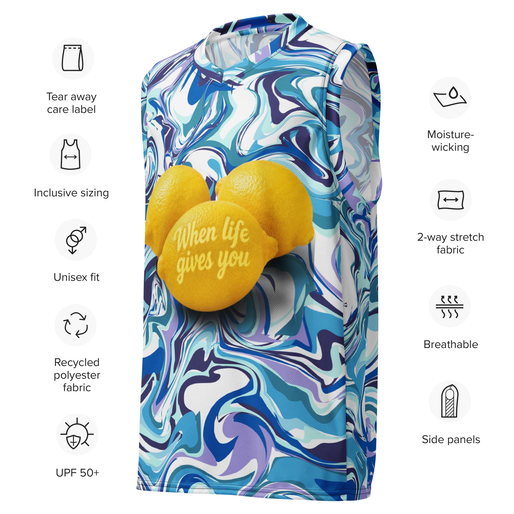 Citrus Marble "Life Gives You Lemons" Basketball Jersey - Velvet Ink Market (V.I.M)