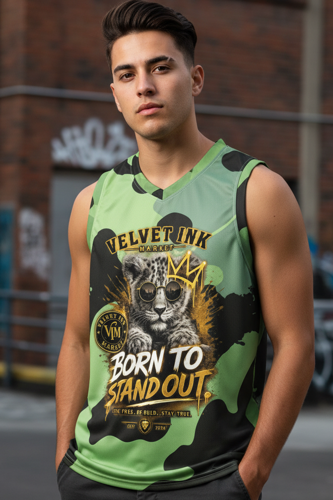 V.I.M Urban Camo Branded Lion Pride Recycled Unisex Basketball Jersey - Velvet Ink Market (V.I.M)