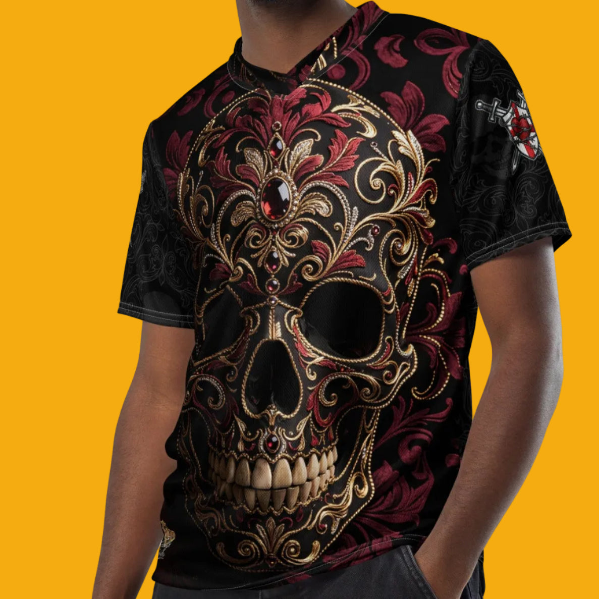 V.I.M Gothic Tribal Ornate Skull Sports Jersey - Velvet Ink Market (V.I.M)
