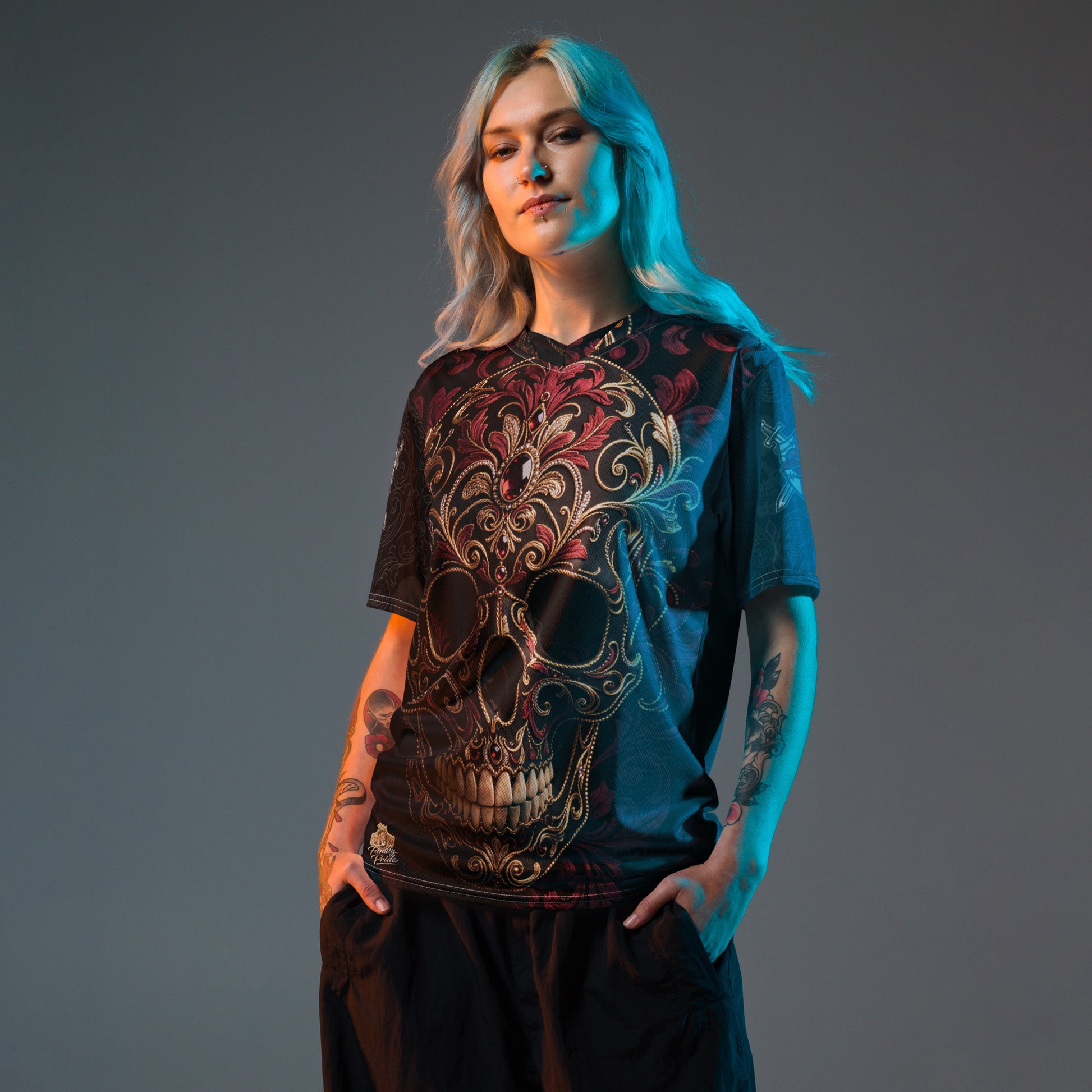 V.I.M Gothic Tribal Ornate Skull Sports Jersey - Velvet Ink Market (V.I.M)