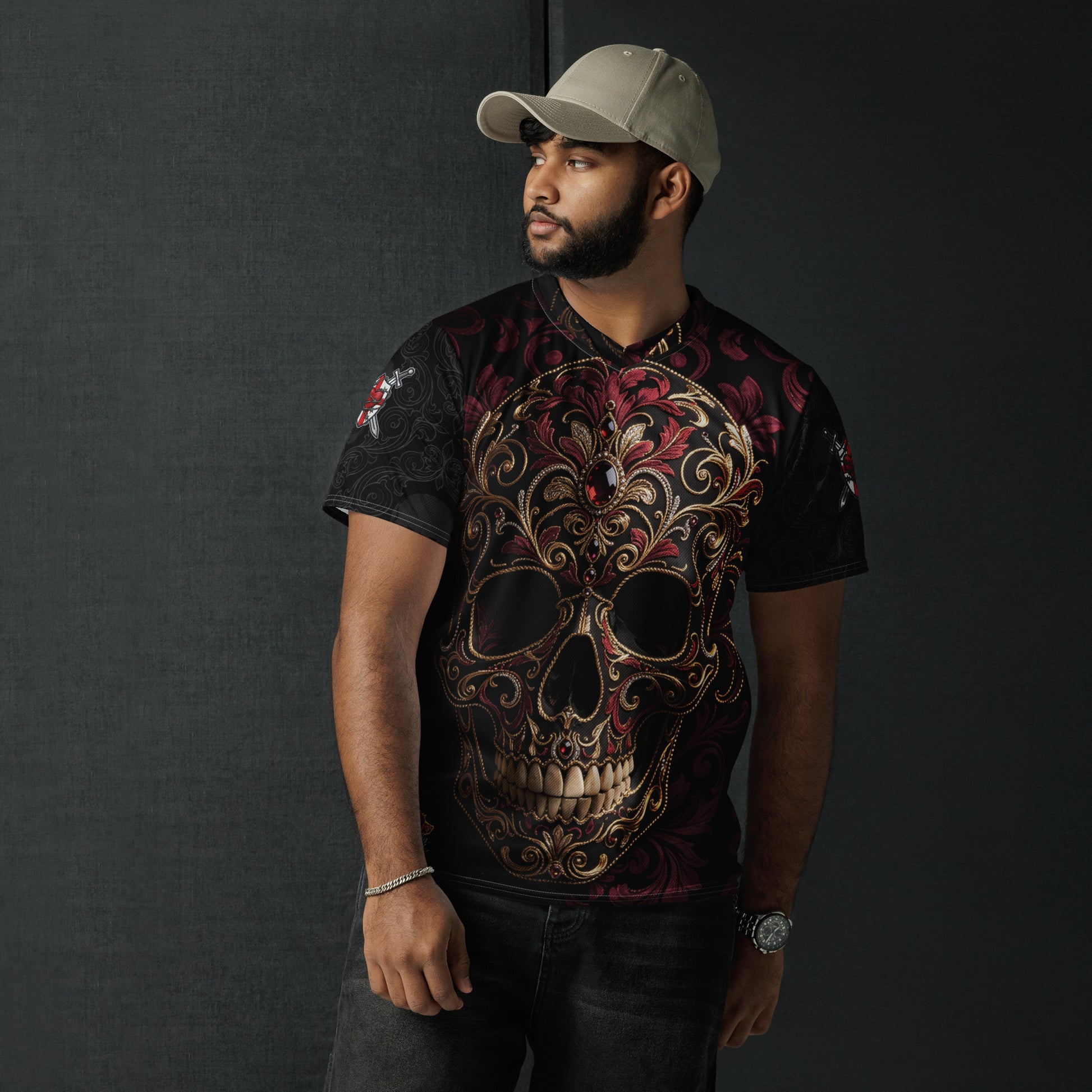 V.I.M Gothic Tribal Ornate Skull Sports Jersey - Velvet Ink Market (V.I.M)