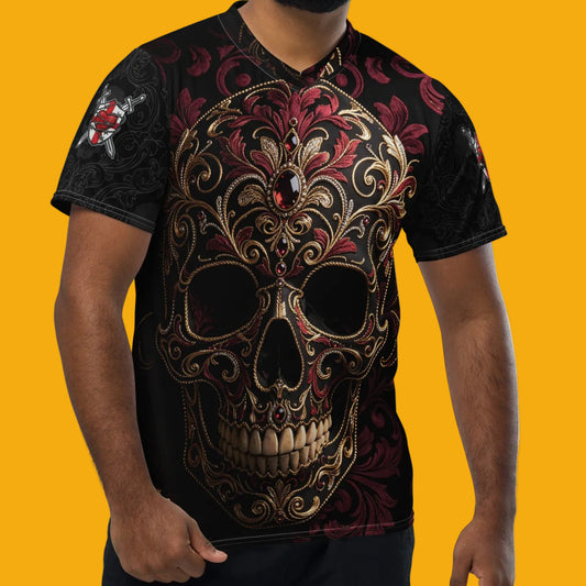 V.I.M Gothic Tribal Ornate Skull Sports Jersey - Velvet Ink Market (V.I.M)