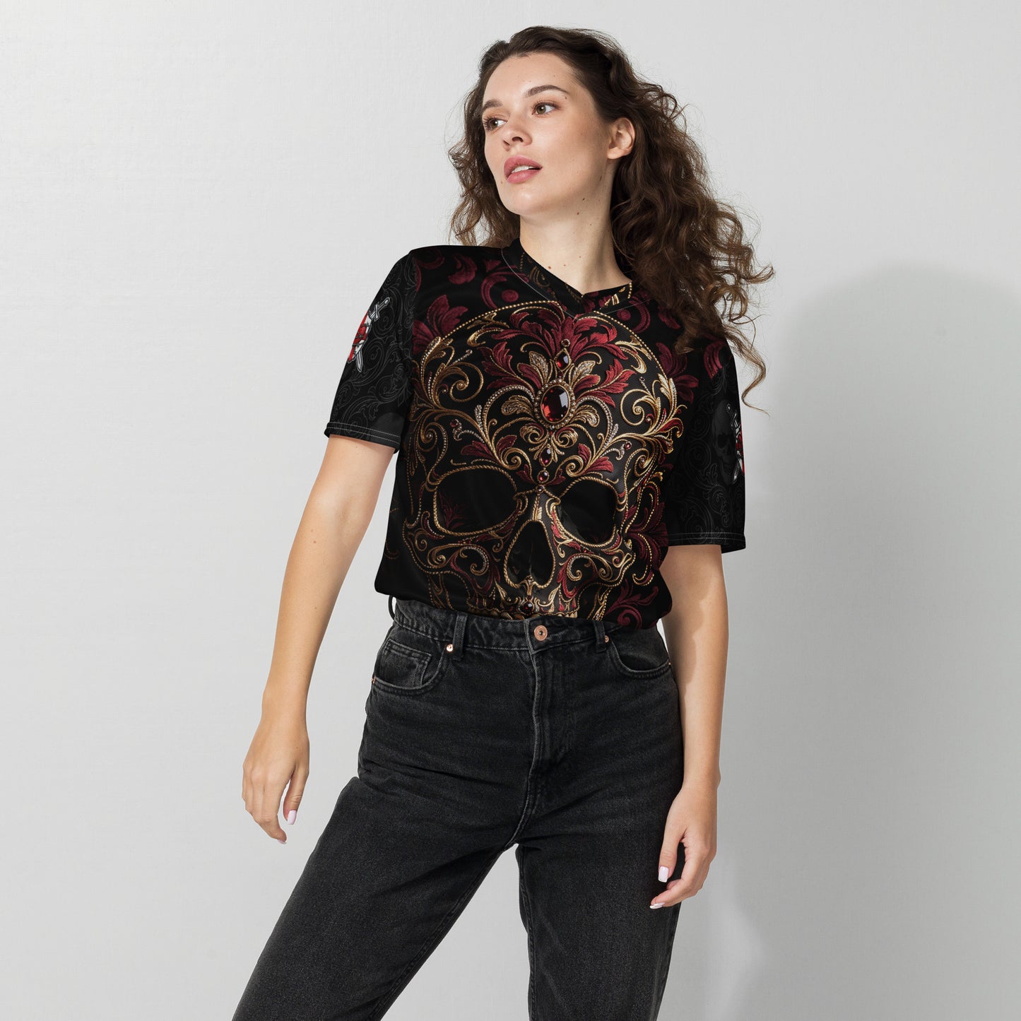 V.I.M Gothic Tribal Ornate Skull Sports Jersey - Velvet Ink Market (V.I.M)