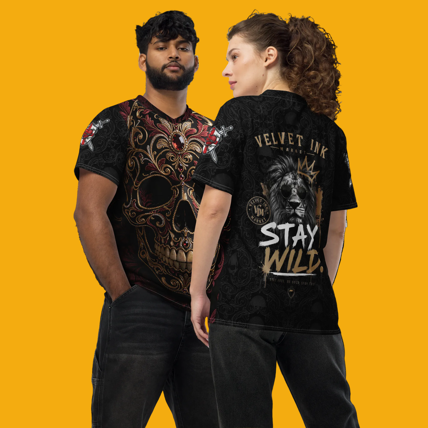 V.I.M Gothic Tribal Ornate Skull Sports Jersey - Velvet Ink Market (V.I.M)