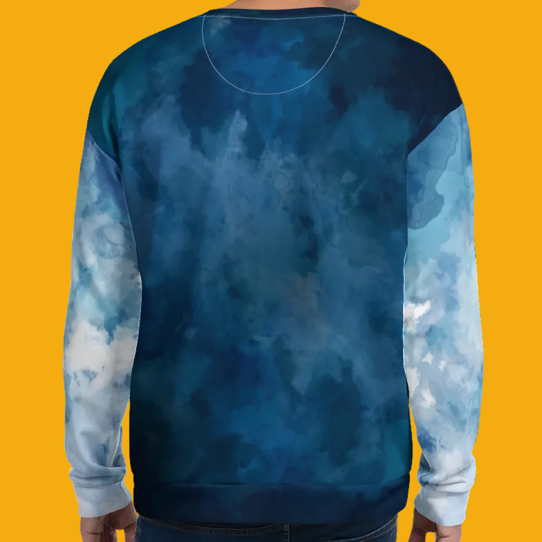 Azure Blue Sigel All-Over Unisex Fleece Crewneck - Velvet Ink Market (V.I.M)