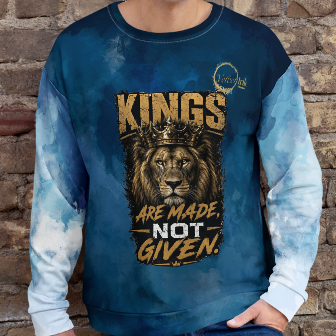 Azure Blue Sigel All-Over Unisex Fleece Crewneck - Velvet Ink Market (V.I.M)