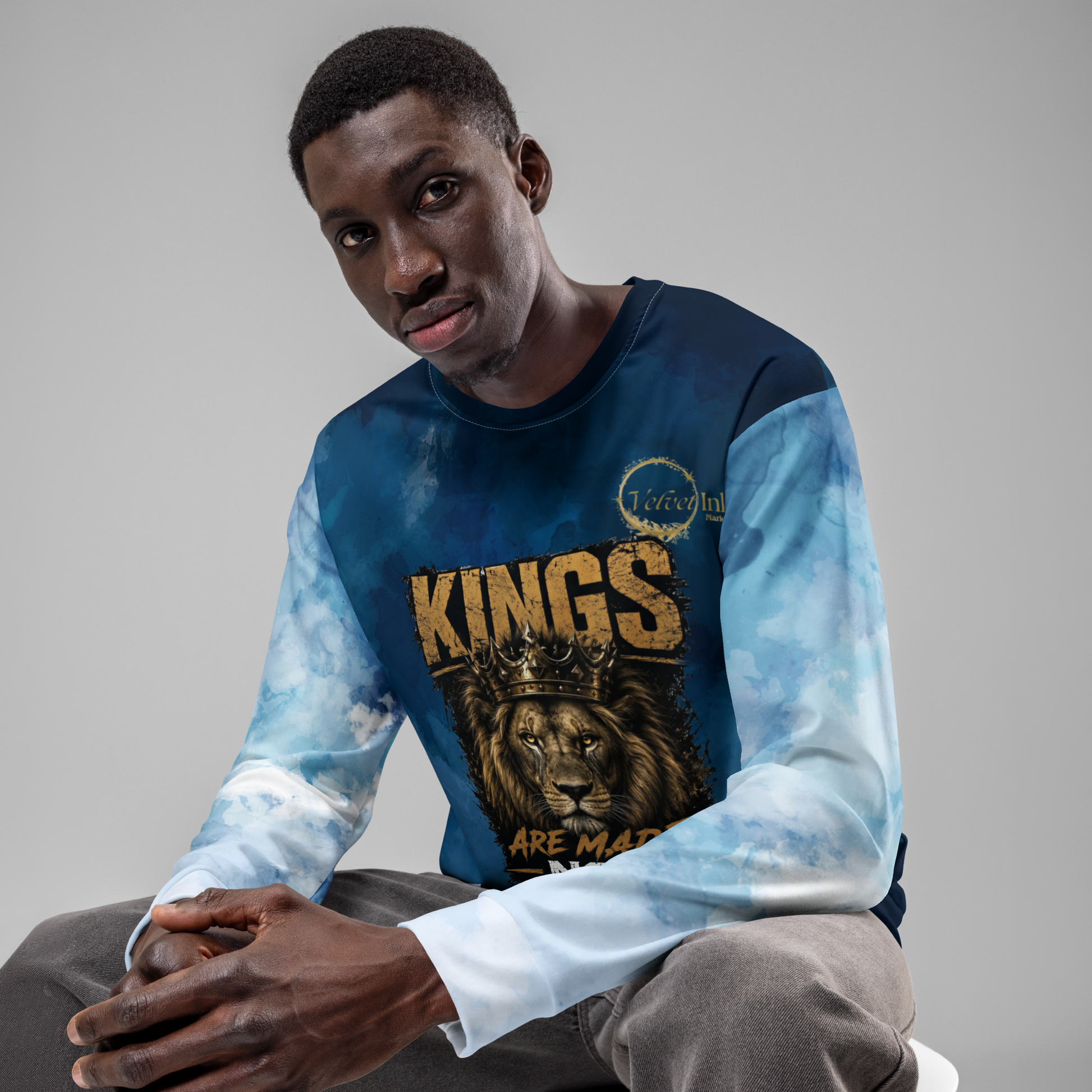 Azure Blue Sigel All-Over Unisex Fleece Crewneck - Velvet Ink Market (V.I.M)