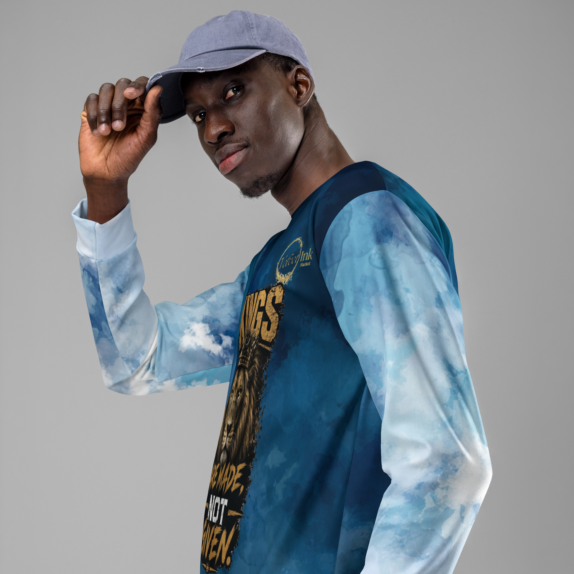 Azure Blue Sigel All-Over Unisex Fleece Crewneck - Velvet Ink Market (V.I.M)