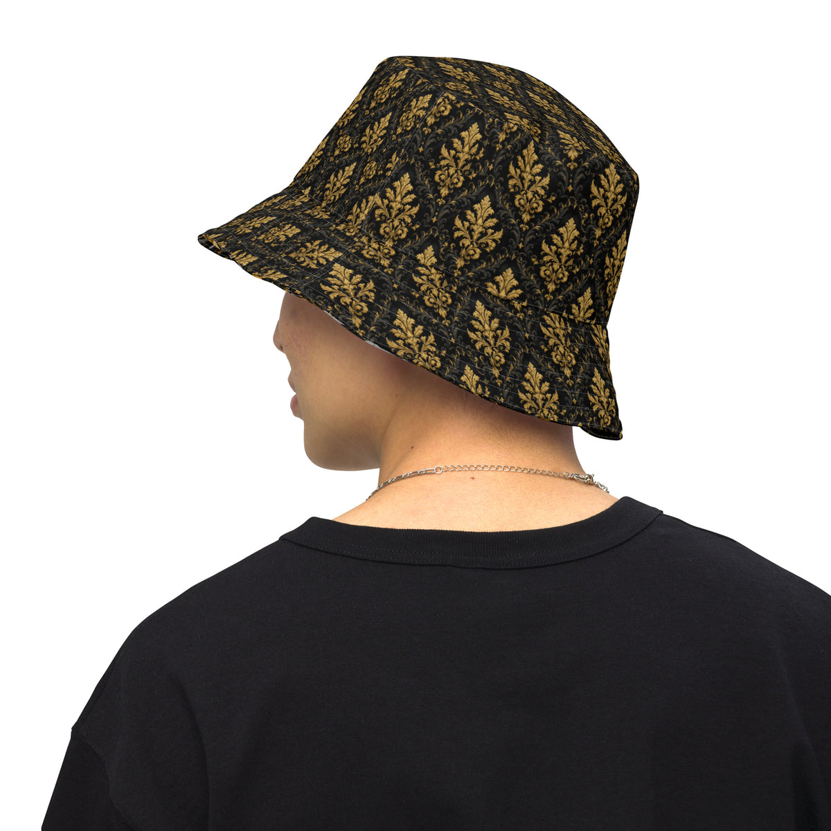 Family Pride Black & Gold Reversible Bucket Hat — back view