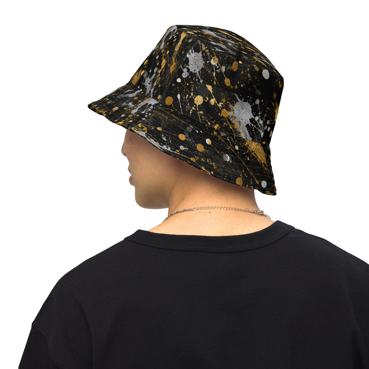 Family Pride Black & Gold Reversible Bucket Hat — back view