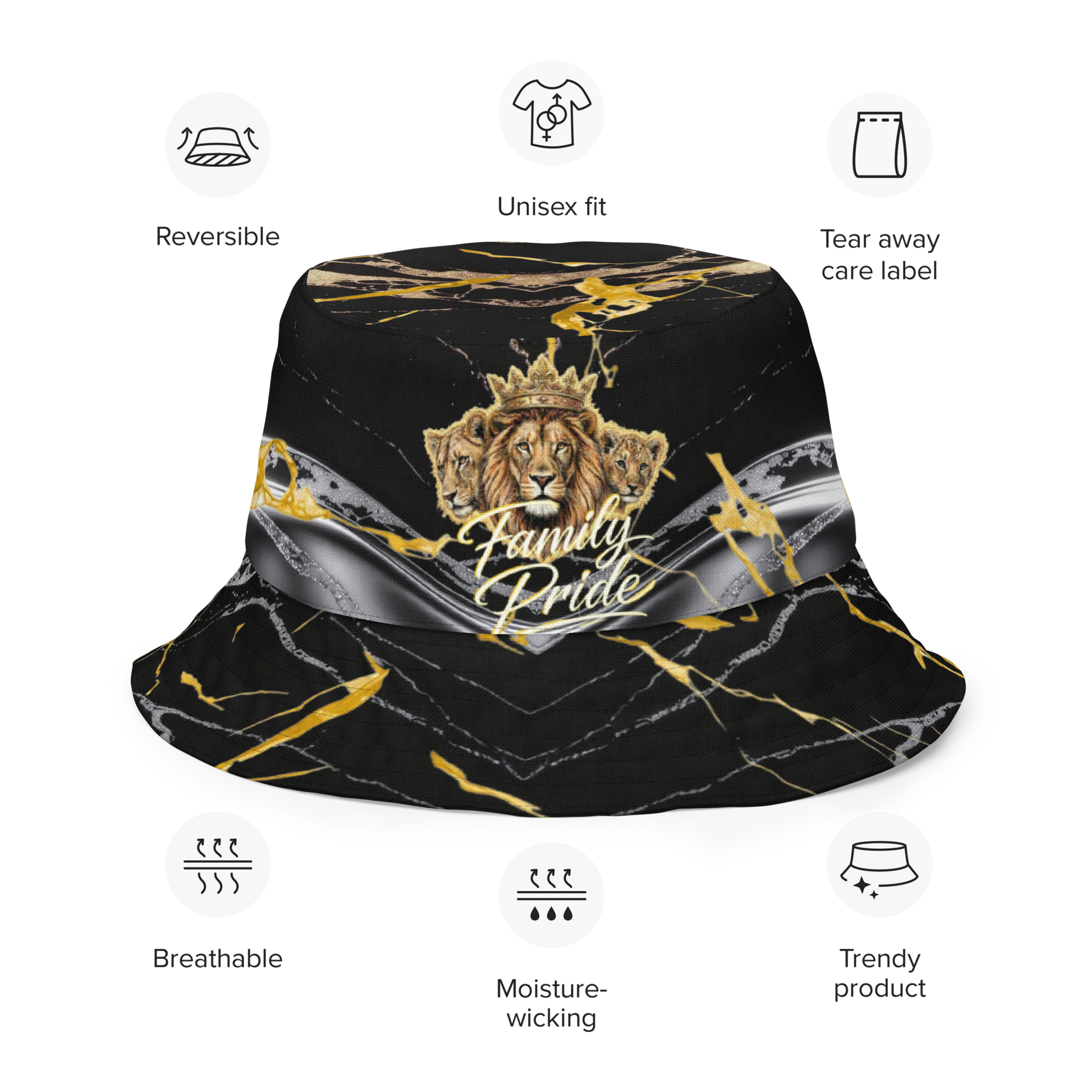V.I.M Sigil Family Pride Shadow & Gold Reversible Bucket Hat - Velvet Ink Market (V.I.M)