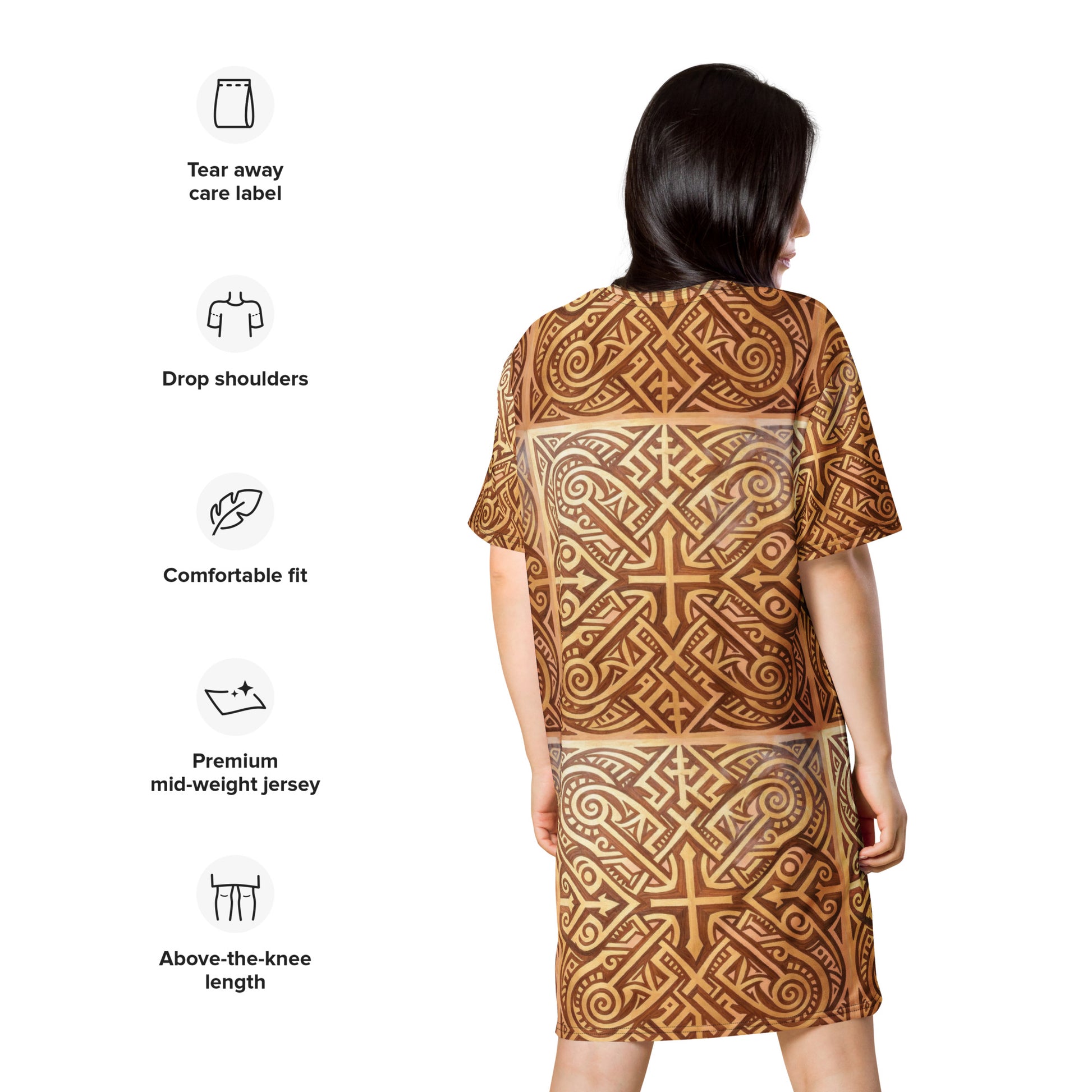 V.I.M Nordic Tribal Print Design T-shirt dress - Velvet Ink Market (V.I.M)